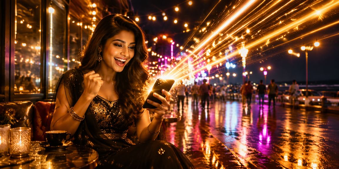 Teen Patti table in an Indian casino setting illuminated with warm lighting